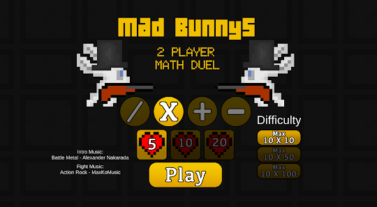 Mad Bunnies 2 Player Math Duel