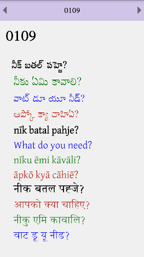 Android application Gondi (Adilabad) Phrasebook screenshort
