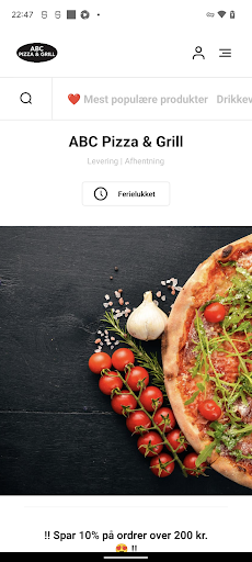 Android application ABC Pizza Og Grill screenshort