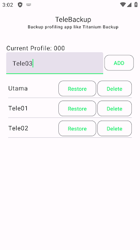 TeleBackup (Root) Screen 3
