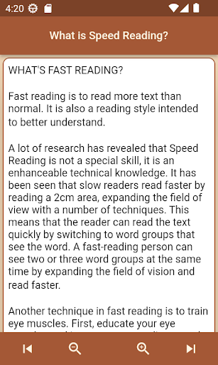 Speed Reading Exercises Pro Screen 2