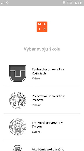Android application MAIS Študent screenshort
