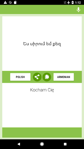 Polish-Armenian Translator Screen 2