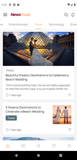 Newsfreak - Wordpress App Demo Screen 2