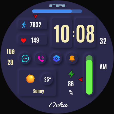 Doha Digital Watch Face screenshot 38