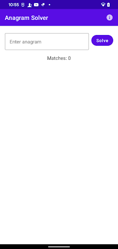 Android application Anagram Solver screenshort