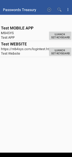 Android application Passwords Treasury screenshort