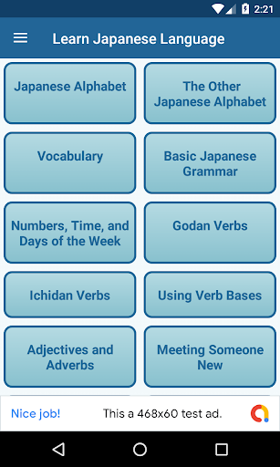 Android application Learn Japanese Language with E screenshort