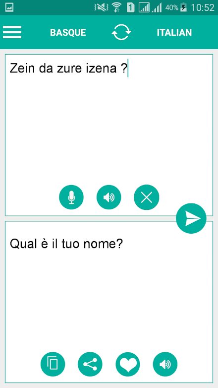 Basque Italian Translator Screen 1