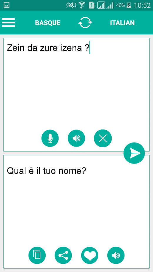 Android application Basque Italian Translator screenshot