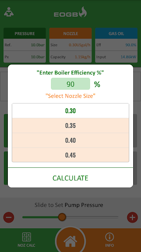 Oil Nozzle Output Calculator Screen 3