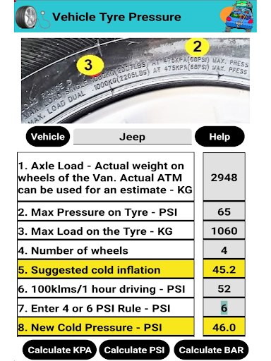 Caravan Tyre Pressure Screen 3