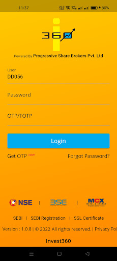 Android application Invest360 screenshort