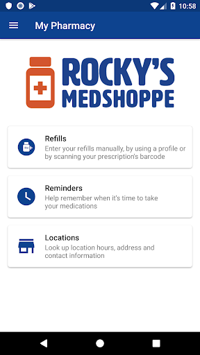 Android application Rocky's Med Shoppe screenshort