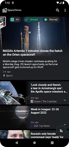 Android application SpaceNews screenshort