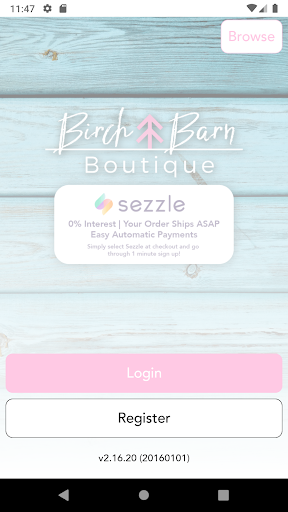 Android application Birch Barn Boutique screenshort