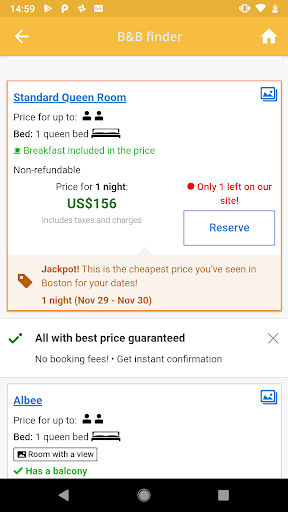 B&B and accomodation finder Screen 3