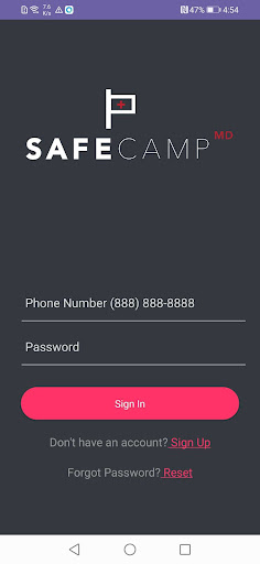 Android application SafeCamp MD screenshort