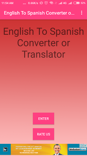 Android application English To Spanish Converter screenshort