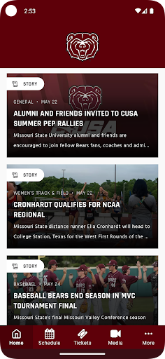 Screenshot of Missouri State Bears Athletics