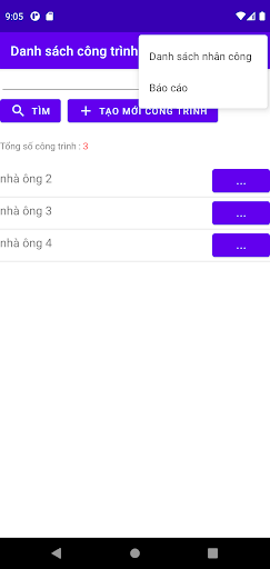 Android application Orion - chấm công công trình screenshort