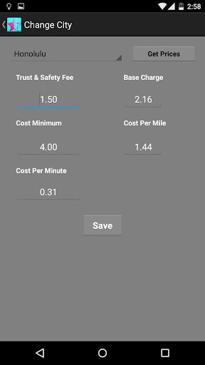 Ride Calculator for Lyft (DEFU Screen 3