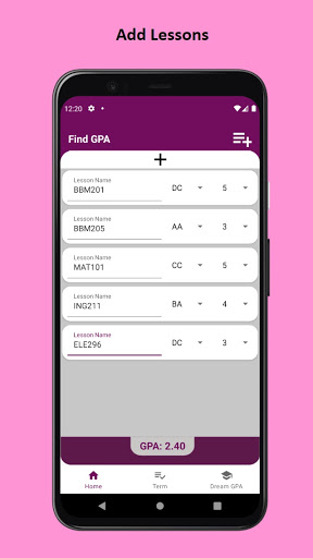 Android application GPAcademic screenshort
