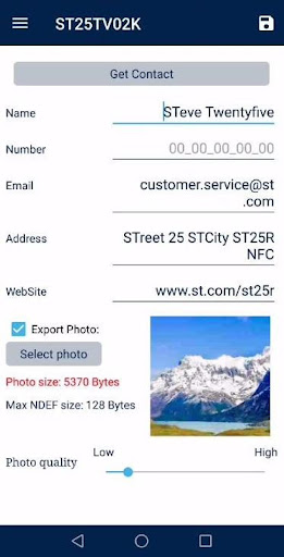 Screenshot of ST25 NFC Tap