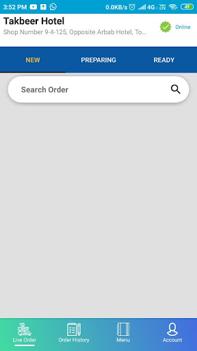 Hungrykart Partner App Screen 2