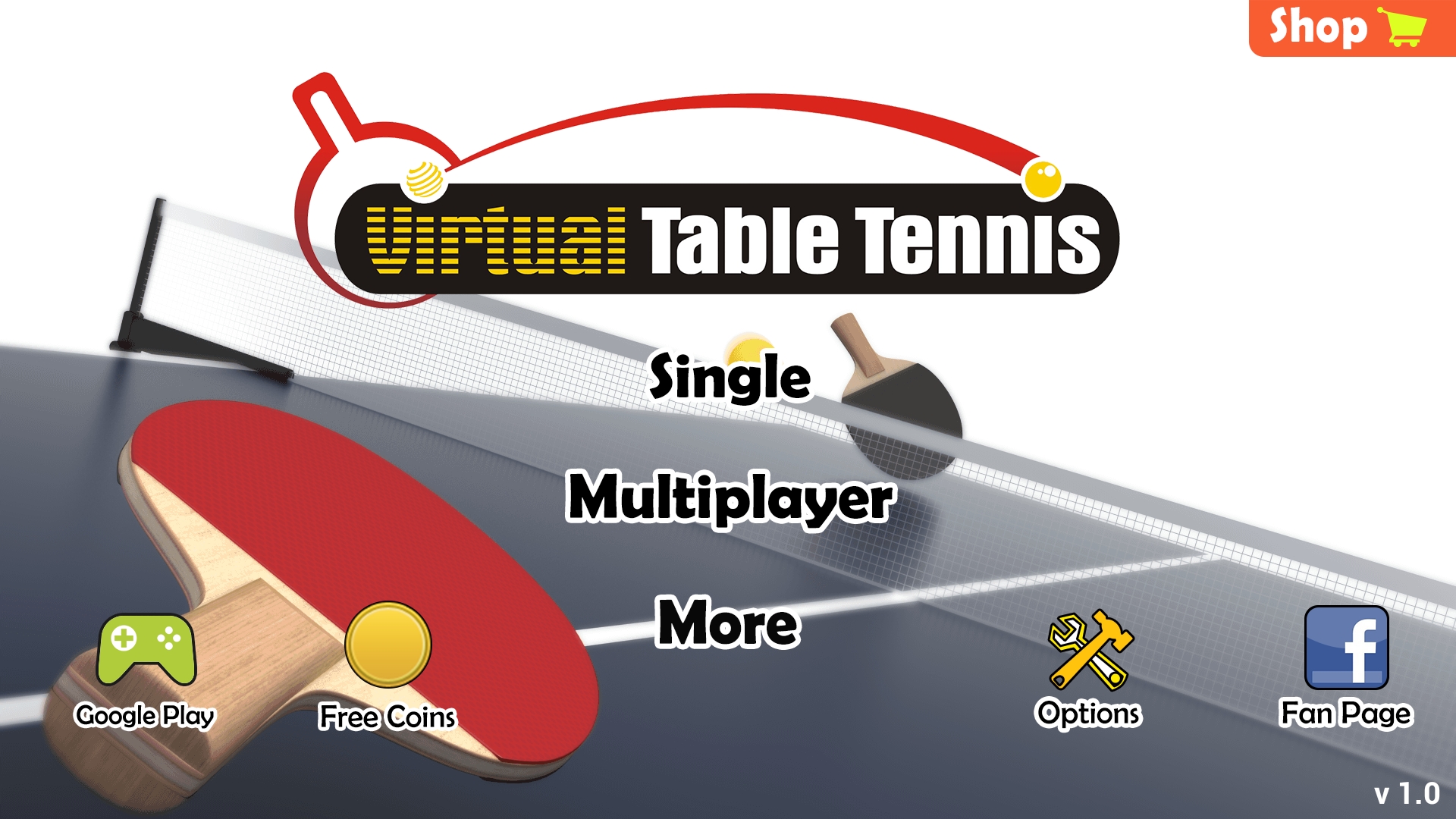 Android application Virtual Table Tennis screenshort