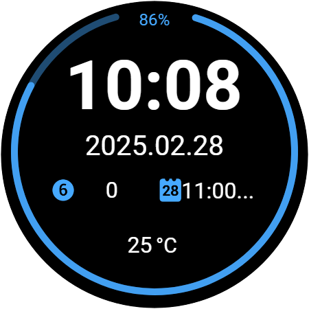 Minimal Cyan watch face screenshot 1