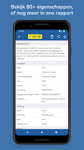Kenteken Check Screen 2