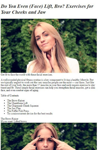 Android application Face Slimming Exercises Tips screenshort