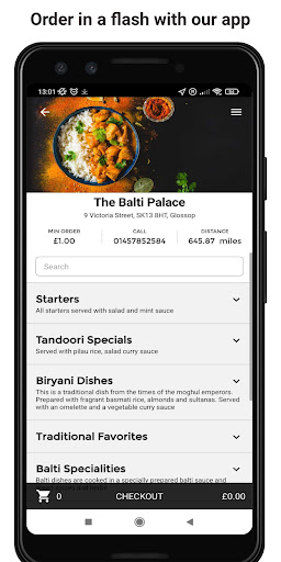 Android application The Balti Palace screenshort