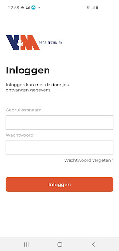 Android application V&M Regeltechniek screenshort