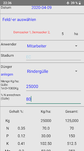 Agrinotes - Schlagkartei Screen 2