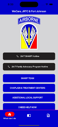 Android application WeCare, JRTC & Fort Johnson screenshort