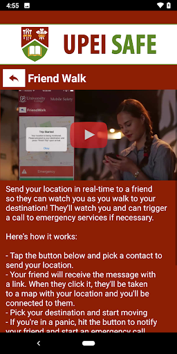 UPEI SAFE Screen 3