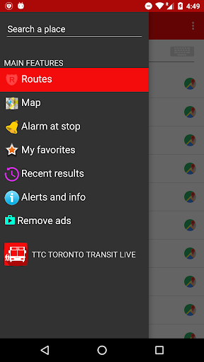 Android application TTC Toronto Transit Live screenshort