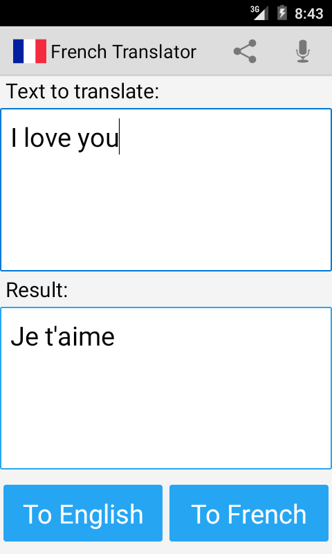 Android application French English Translator screenshort