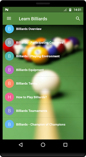 Android application Learn Billiards screenshort