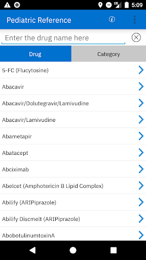 Android application Micromedex Pediatric Reference screenshort