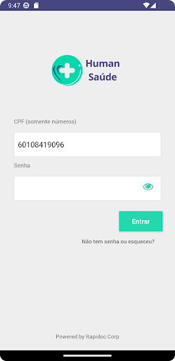 Android application Human Saúde screenshort