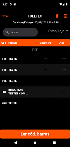 Android application Fueltec Inventário screenshort