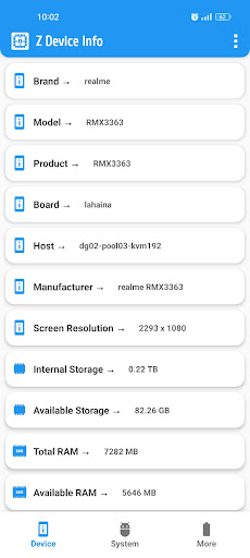 Android application Device Info - System & HW Info screenshort