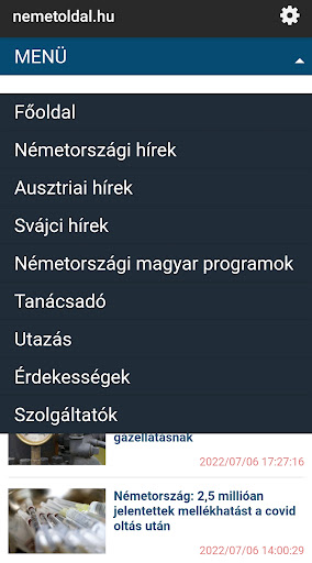 Android application nemetoldal.hu screenshort