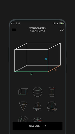 Geometry calculator Screen 2