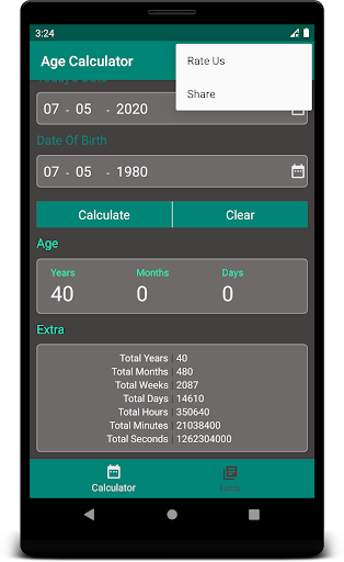 Age Calculator Screen 2