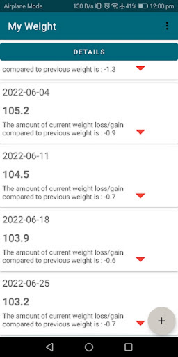 Android application My weight screenshort