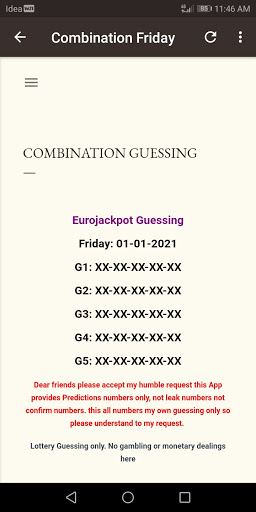 Eurojackpot Guessing Screen 3